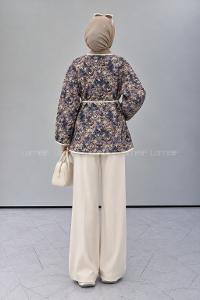 Indigo Crew Neck Long Arm Jacket