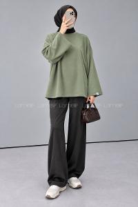 Lamelif Oversize Basic Sweatshirt Haki