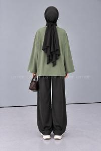 Lamelif Oversize Basic Sweatshirt Haki