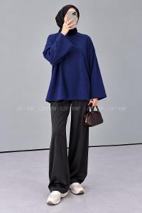 Lamelif Oversize Basic Sweatshirt Lacivert