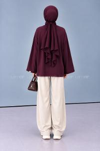 Lamelif Oversize Basic Sweatshirt Mürdüm