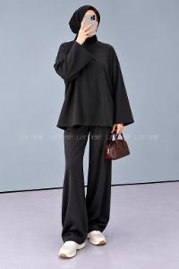 Lamelif Oversize Basic Sweatshirt Siyah
