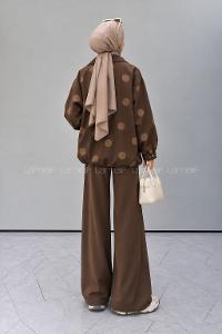 Brown Zippered Neck Long Arm Jacket