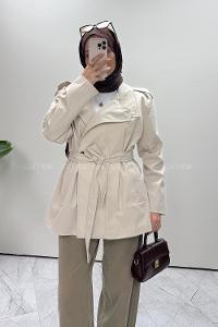 Stone Neckband Long Arm Cotton Jacket
