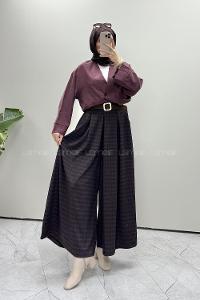 Black Burgundy Viscose Fabric Elastan Polyester High Waist Material Pants