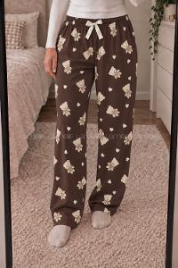 Lamelif Milan Kumaş Ayıcık Desenli Pijama Altı