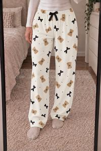 Lamelif Milan Kumaş Ayıcık-Kurdela Desenli Pijama Altı