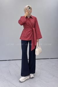 Claret Red Shirt Collar Long Arm Cotton Unprinted Shirt