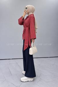 Claret Red Shirt Collar Long Arm Cotton Unprinted Shirt