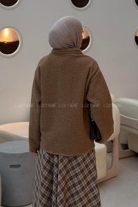 Brown Neckband Long Arm Jacket