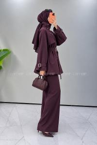 Plum Neckband Long Arm Jacket