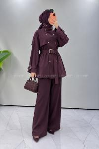Plum Neckband Long Arm Jacket