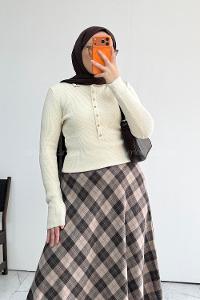 Ecru Neckband Long Arm Jumper