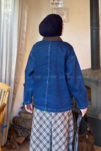 Brown Shirt Collar Long Arm Denim Jacket