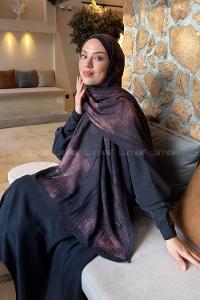 Lamelif Bulut Desen Bambu Şal Acı Kahve