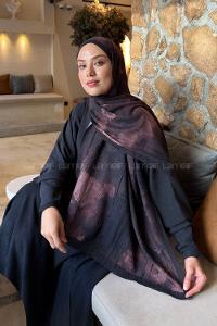 Lamelif Bulut Desen Bambu Şal Acı Kahve