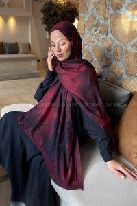 Lamelif Bulut Desen Bambu Şal Bordo