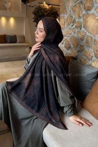 Lamelif Bulut Desen Bambu Şal Kahverengi