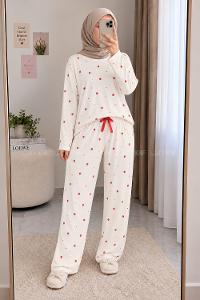Lamelif Çilek Desenli Pijama Takımı