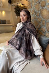 Lamelif Flower Desen Bambu Şal Vizon