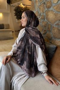 Lamelif Flower Desen Bambu Şal Vizon