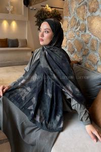 Lamelif Flower Desen Bambu Şal Yaprak Yeşili