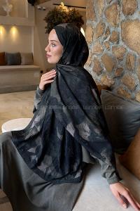 Lamelif Flower Desen Bambu Şal Yaprak Yeşili