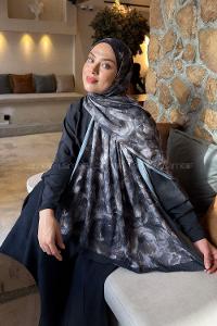 Lamelif Lotus Desen Bambu Şal Antrasit