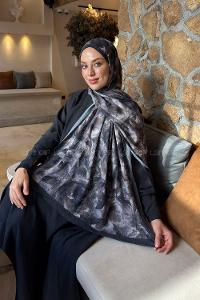 Lamelif Lotus Desen Bambu Şal Antrasit