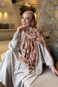 Lamelif Lotus Desen Bambu Şal Camel