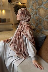 Lamelif Lotus Desen Bambu Şal Camel