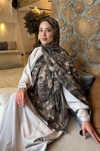 Lamelif Lotus Desen Bambu Şal Haki