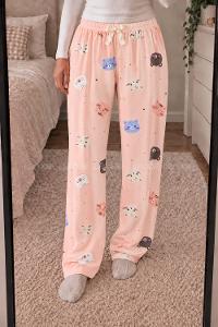 Lamelif Milan Kumaş Ayıcık Desenli Pijama Altı