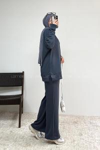 Smoked Crew Neck Long Arm Without Accessories Regular Trousers Suit
