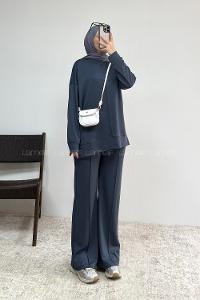 Smoked Crew Neck Long Arm Without Accessories Regular Trousers Suit