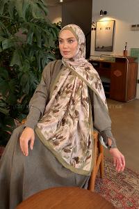 Lamelif Leaf Flower Desen Bambu Şal Adaçayı