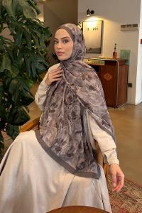 Lamelif Leaf Flower Desen Bambu Şal Toprak
