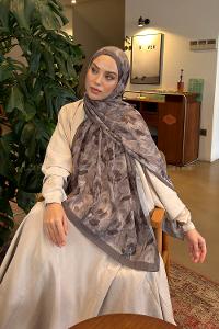Lamelif Leaf Flower Desen Bambu Şal Toprak