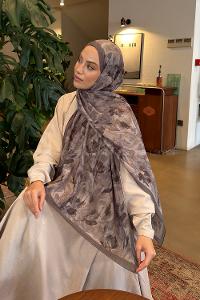 Lamelif Leaf Flower Desen Bambu Şal Toprak