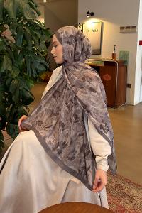 Lamelif Leaf Flower Desen Bambu Şal Toprak