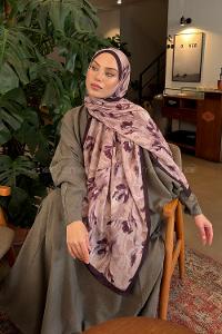 Mink White Cotton Fabric Flowering Shawl