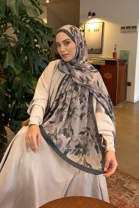 Lamelif Leaf Flower Desen Bambu Şal Yaprak Yeşili