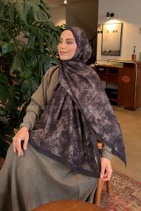 Lamelif Sarmaşık Desen Bambu Şal Antrasit Gri