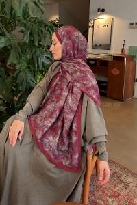 Claret Red Cotton Fabric Flowering Shawl