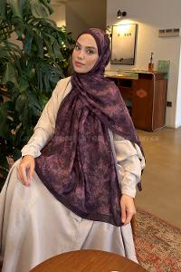 Lamelif Sarmaşık Desen Bambu Şal Mürdüm