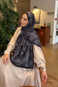 Lamelif Sarmaşık Desen Bambu Şal Siyah Gri