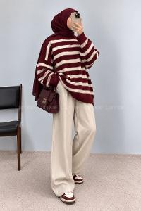 Claret Red Crew Neck Long Arm Jumper