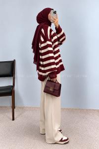 Claret Red Crew Neck Long Arm Jumper