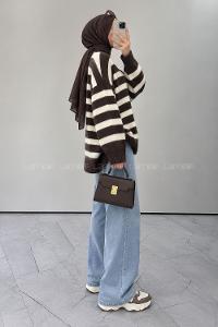 Brown Crew Neck Long Arm Jumper