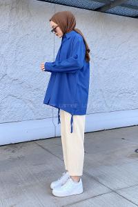 Saxe Shirt Collar Long Arm Cotton Unprinted Shirt
